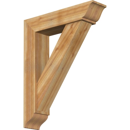Ekena Millwork Traditional Traditional Rough Sawn Bracket w/ Offset Brace, Western Red Cedar, 8"W x 34"D x 42"H BKT0806X34X42TRA01RWR